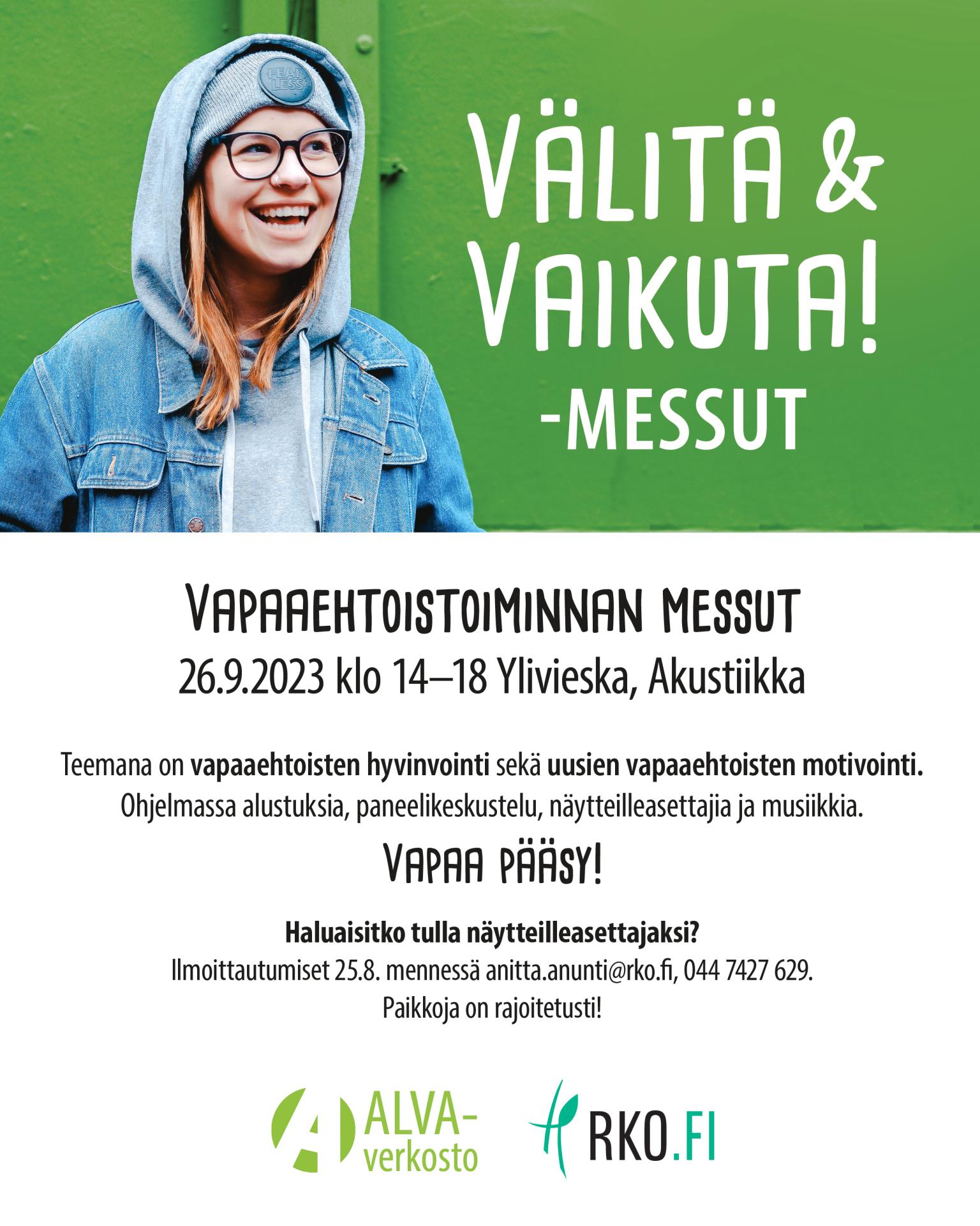Välitä ja vaikuta messujen mainos.