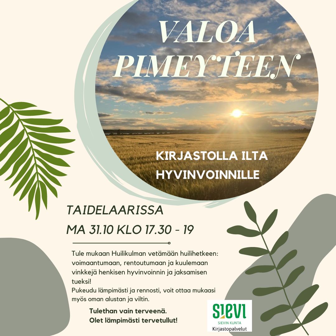 Tapahtumailmoitus, jossa auringolasku valokuva