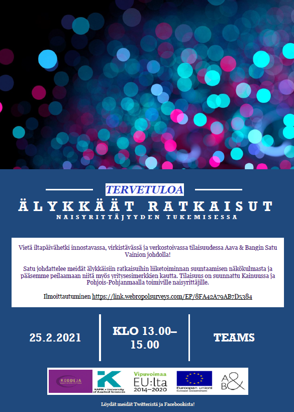 Koodeja Naisyrittäjyyteen hankkeen ilmoitus.