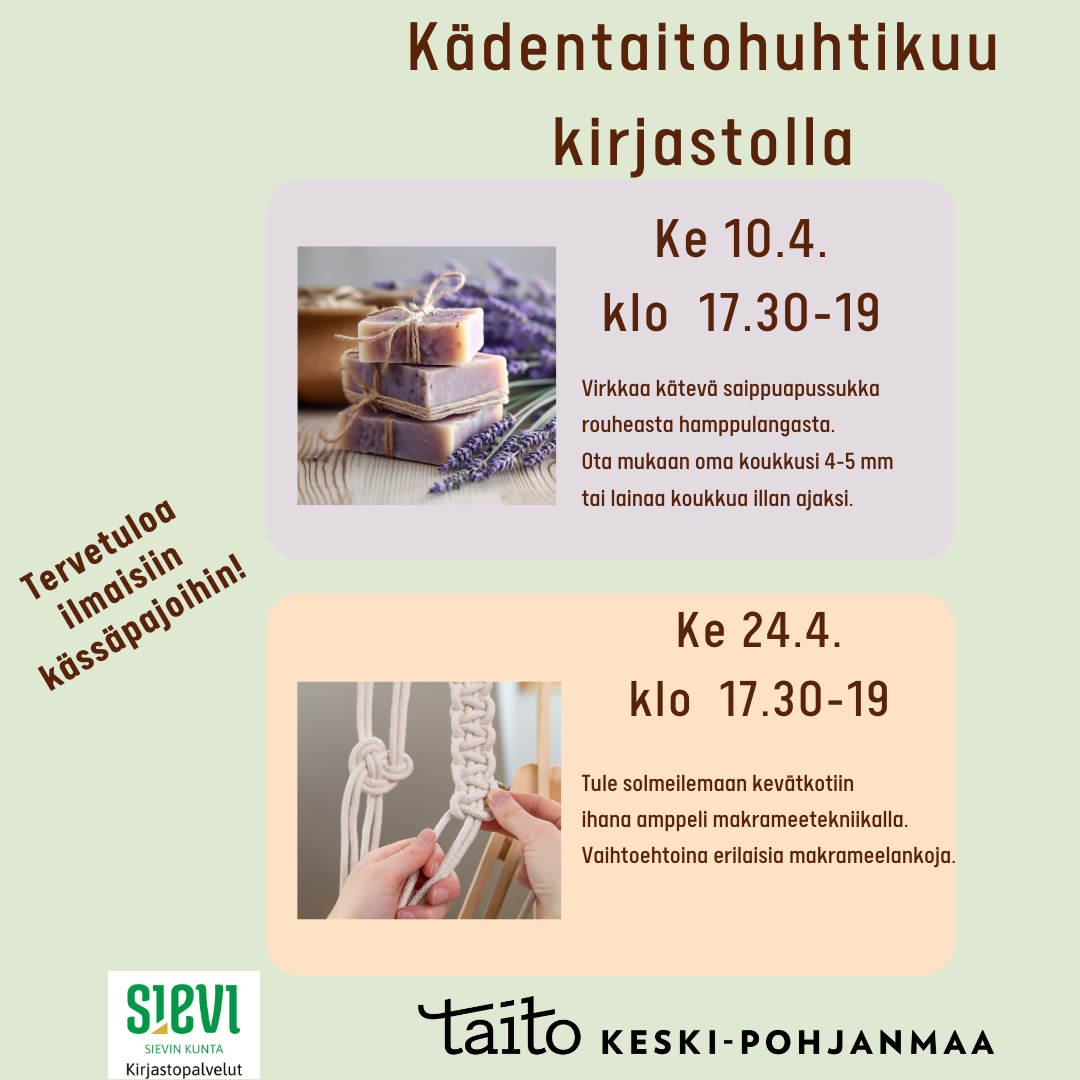 Kädentaitohuhtikuu kirjastolla Kädentaitohuhtikuu kirjastolla