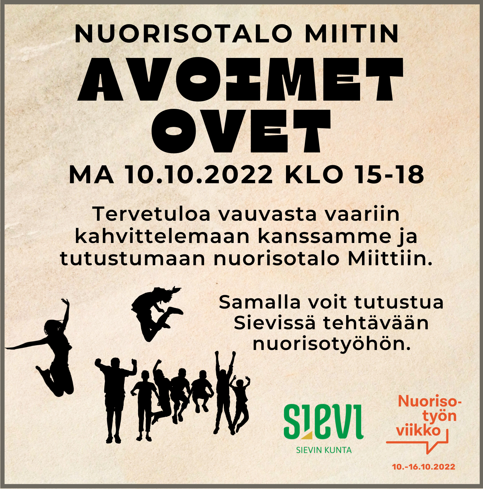 Mainoskuva, avoimet ovet.