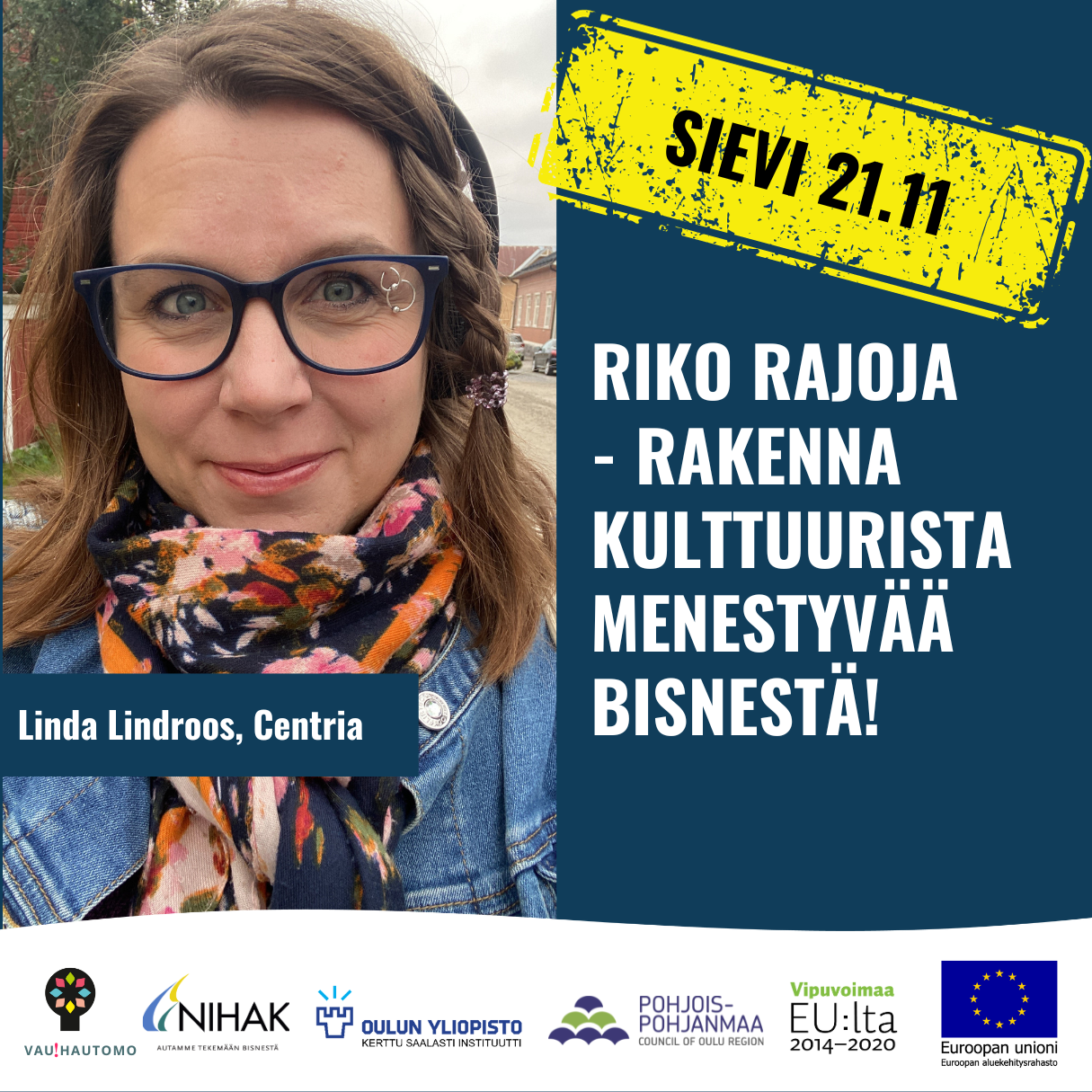 Tervetuloa kulttuuritoimijoille tarkoitettuun työpajaan 21.11.2023 09:00—15:00.